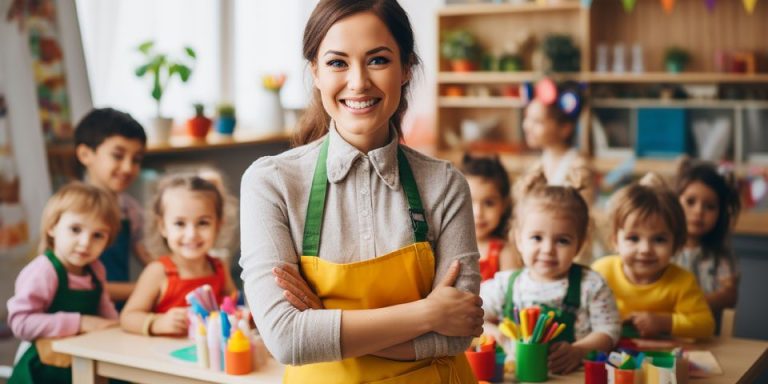 Lehrerin vor Kindern in der Schule